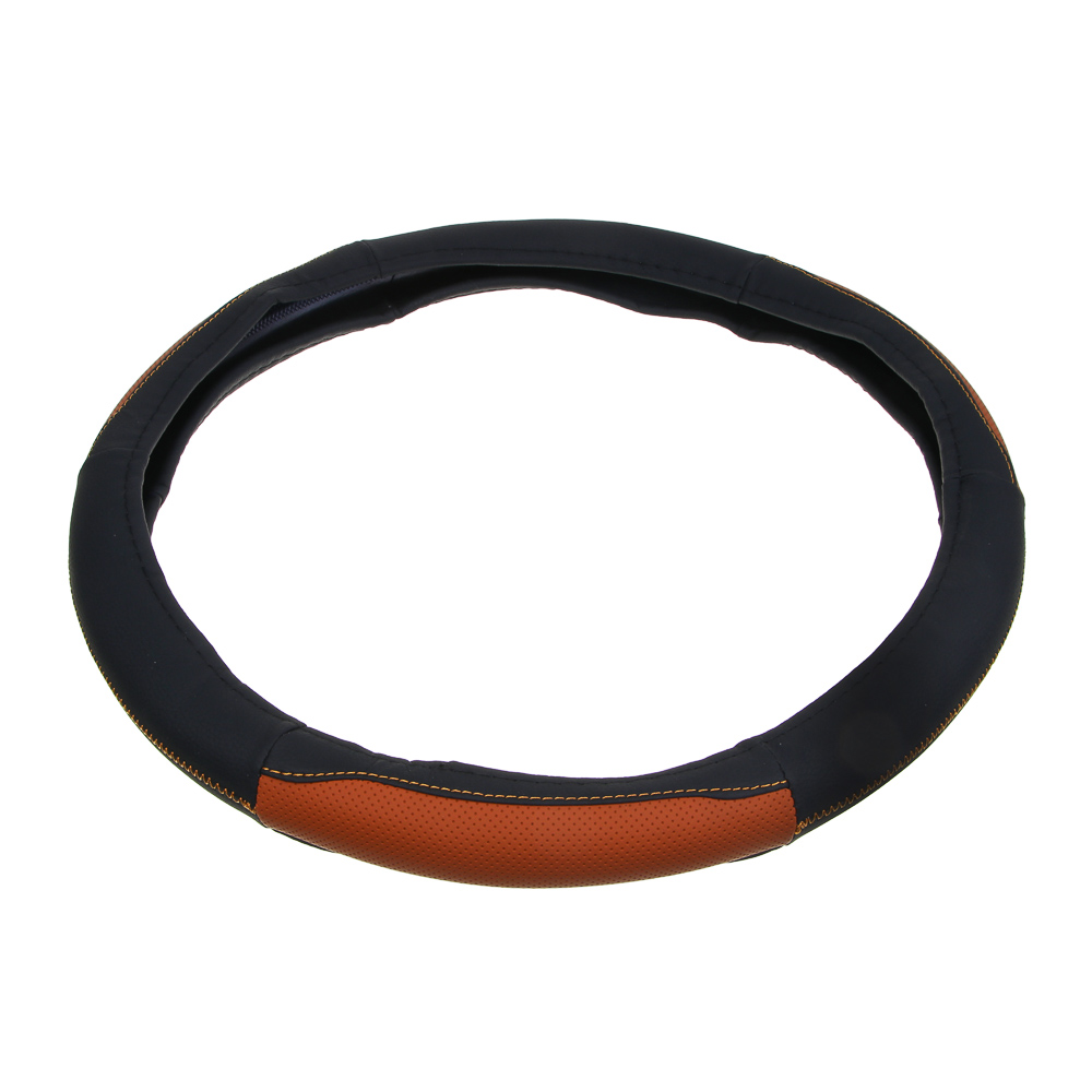 ЕРМАК Оплетка на руль, полиуретан(PU), размер 38 см, перфорированная вставка, черно-коричневый - #3