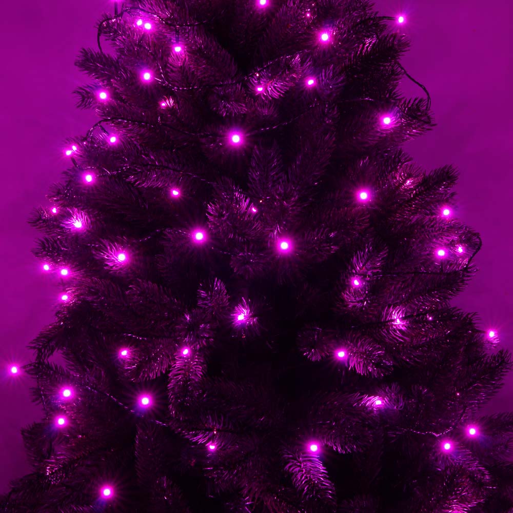 СНОУ БУМ Гирлянда эл. вьюн 10м, 100LED, розовый, 8 режимов, ПВХ черный, 220В - #8