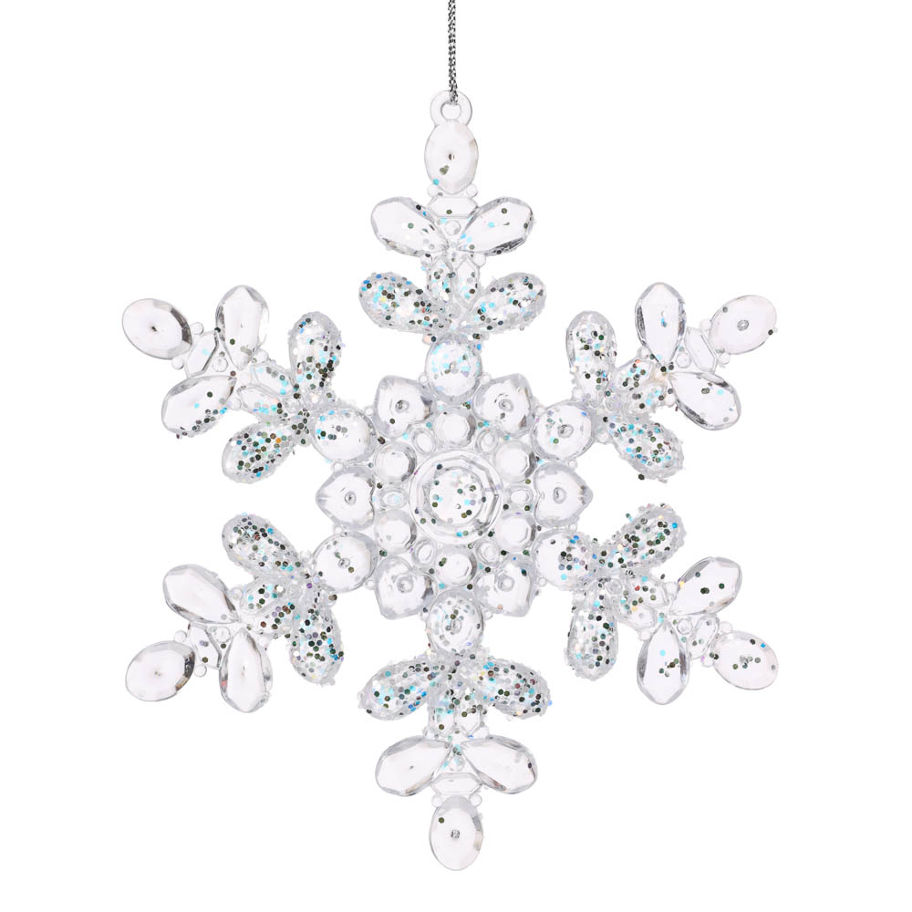 СНОУ БУМ Подвеска декоративная "Снежинка", 14x13.5 см, акрил, глиттер - #1