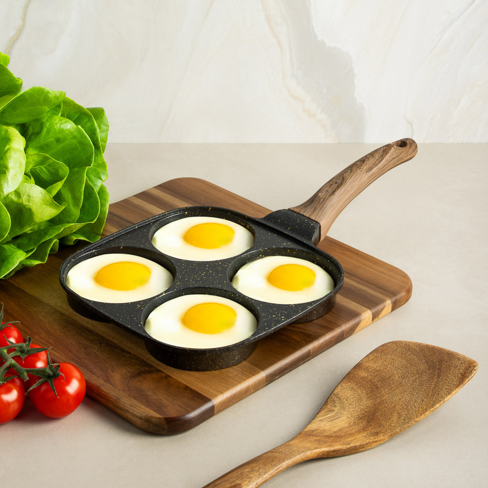 SATOSHI Карнуа Сковорода литая с крышкой, 4 секции, 18см, антипригарное покрытие мрамор, индукция - #13