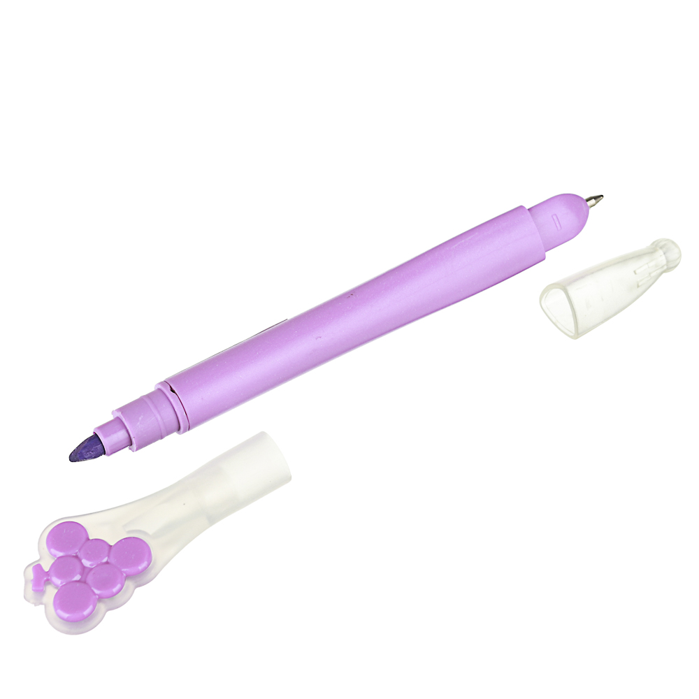 Ручка шариковая синяя с текстмаркером "Фрукты", 0,7мм, 15см, 4 цв. маркера - #3