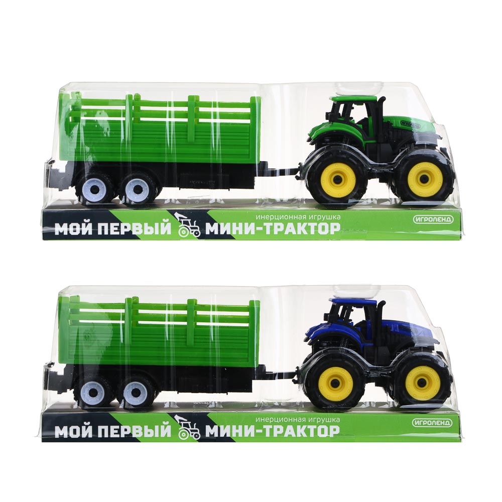 ИГРОЛЕНД Мой первый мини-трактор с прицепом, инерция, РР, 27,6х11х8,2см, 2 дизайна - #2