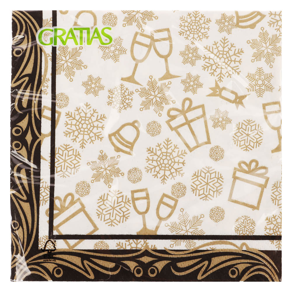 Салфетки бумажные Gratias 3 слоя, 33 см, 4 дизайна, 20шт. - #12