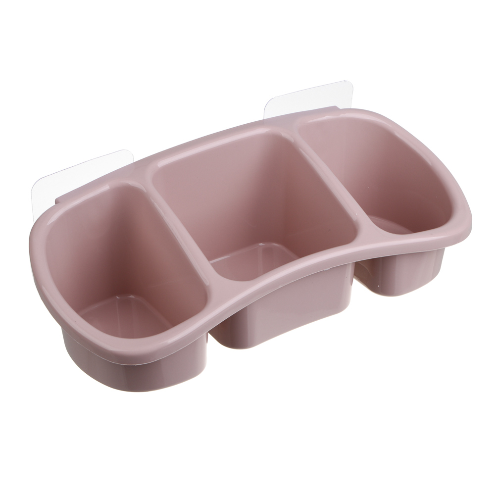 VETTA Classic Полка настенная, три отделения, пластик, 28x12,5x8,5 см, пудровый - #1