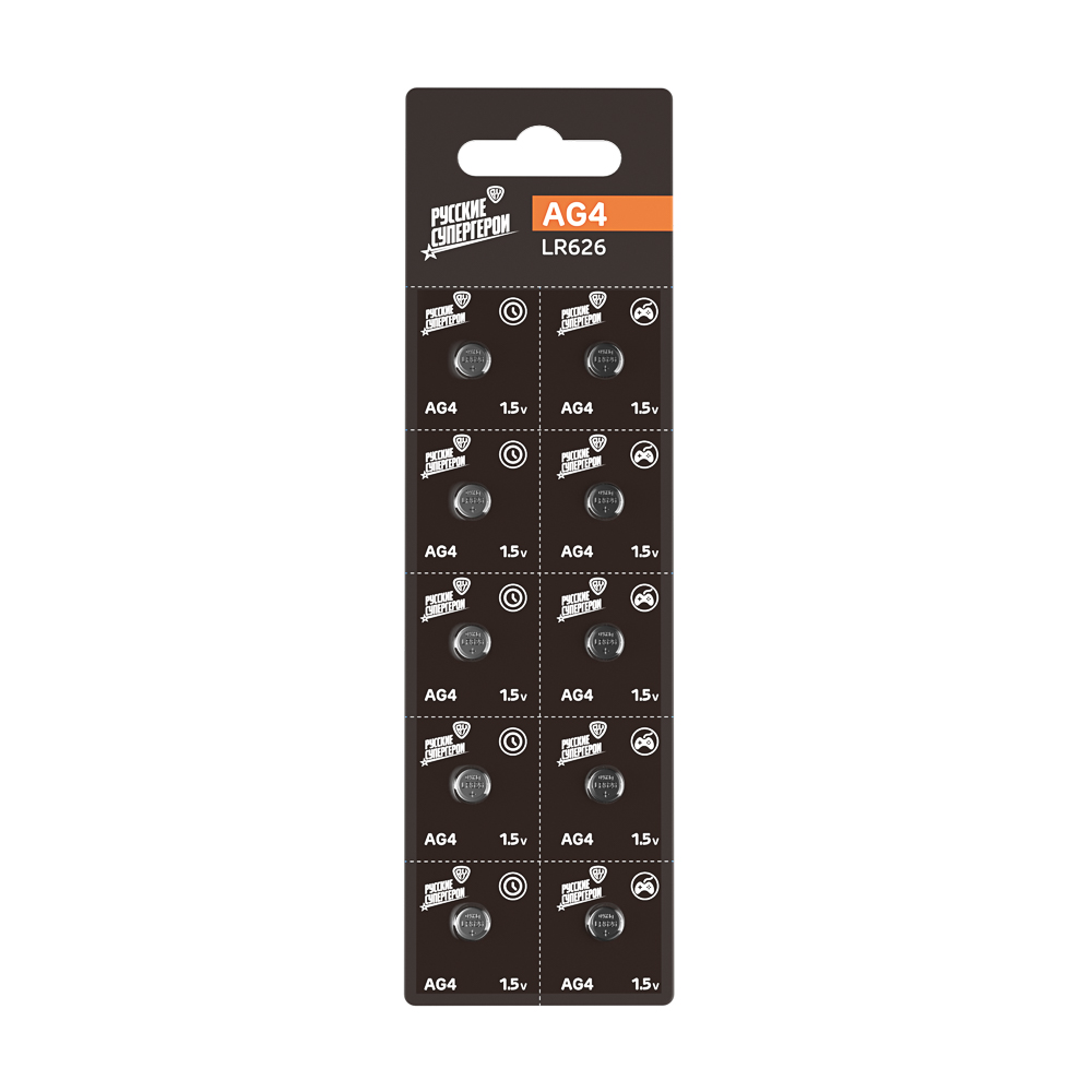 Батарейка AG4 BY (LR626) 10шт в отрывном блистере, щелочная 1.5В - #1