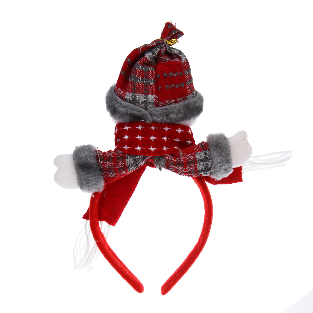 СНОУ БУМ Ободок с новогодними персонажами, диаметр 11см, пластик, полиэстер, 3 дизайна - #4