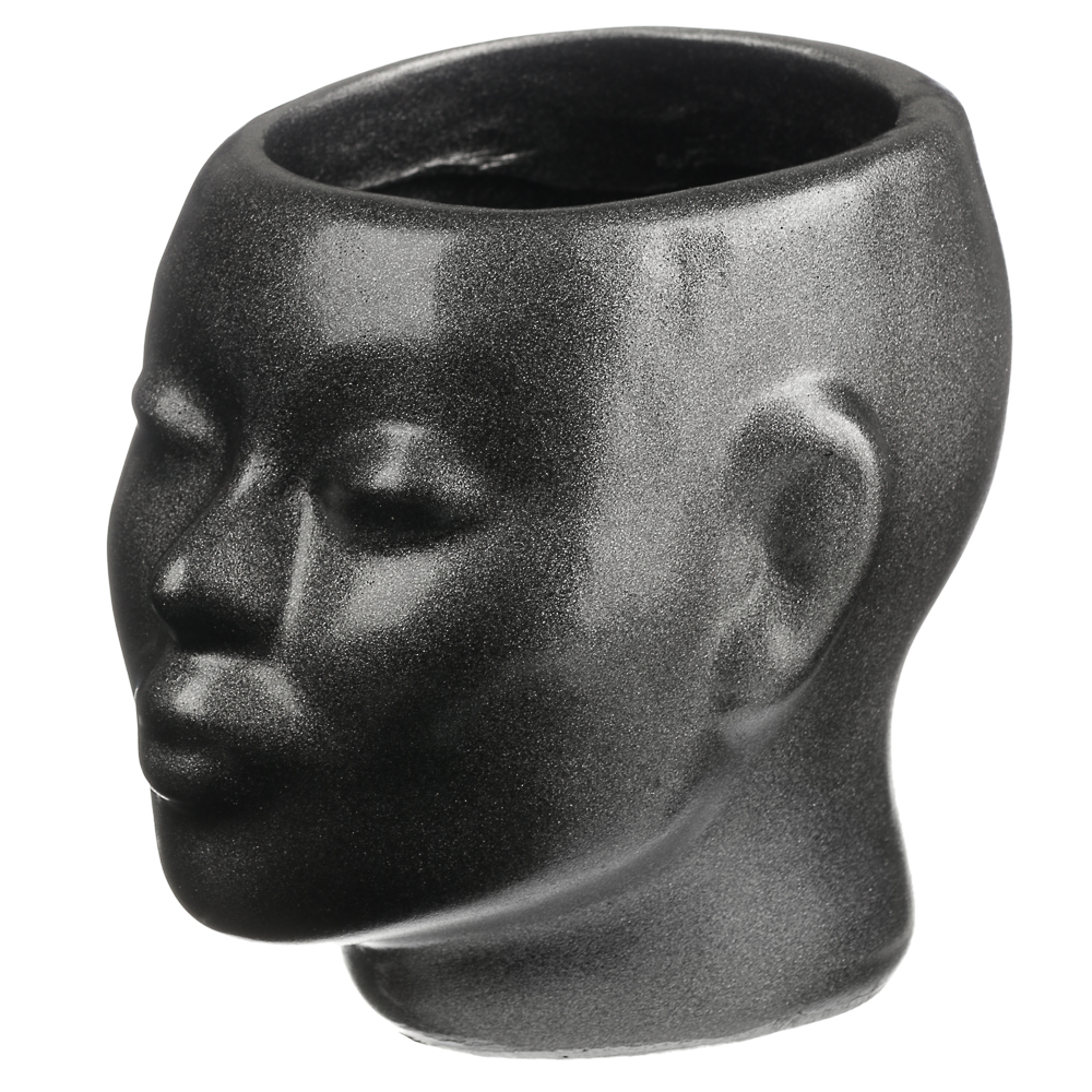 Кашпо цветочное Нефертити, 16x19см, гипс, мокрый асфальт - #3