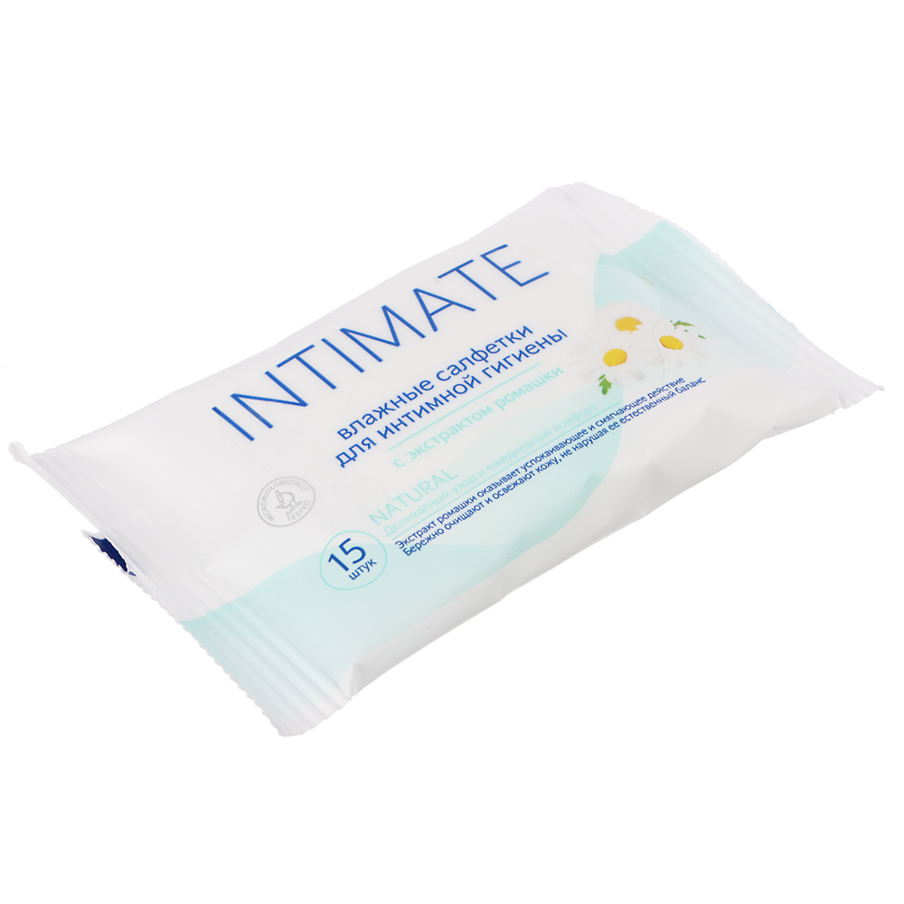Влажные салфетки для интимной гигиены INTIMATE NATURAL с ромашкой, 15шт - #2