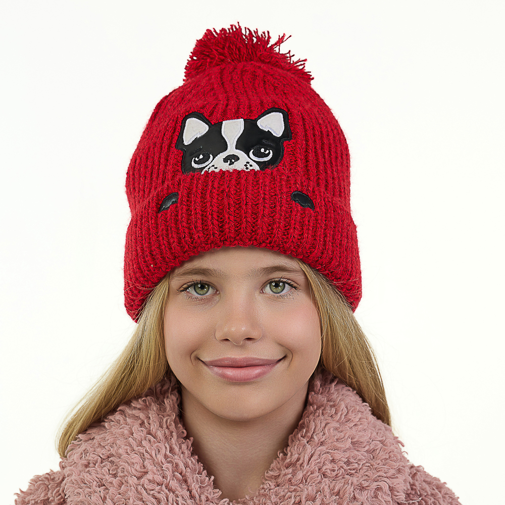 GALANTE Шапка бини детская на подкладе с аппликацией, р-р 52-54, 3 цвета, СЗШ24-24 - #12