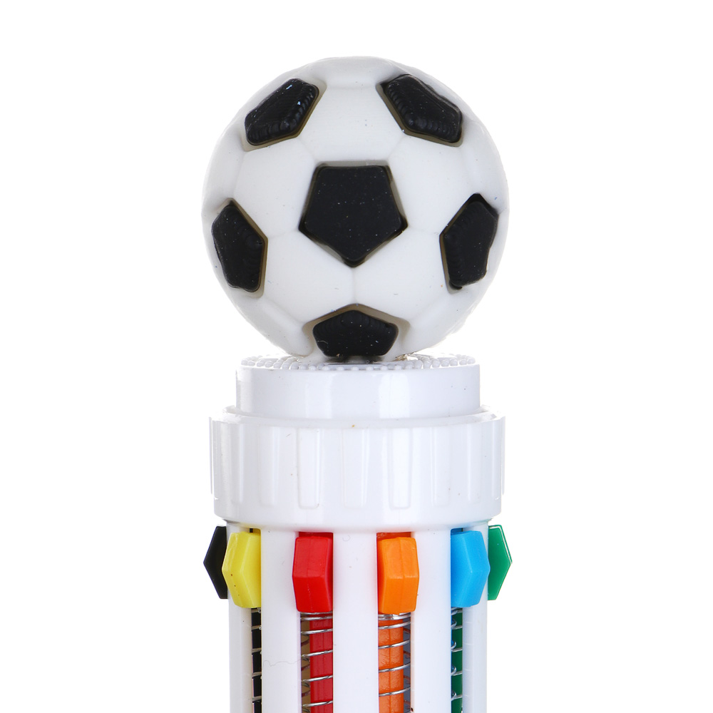 Ручка шариковая автоматическая 10-ти цветная с фигуркой в форме футбольного мяча, 6 дизайнов - #4
