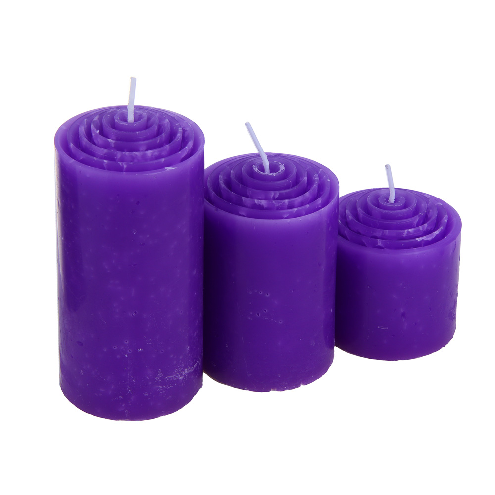 LADECOR Набор ароматических свечей, парафин, 3 шт, набор (5x5см, 5x7,5см, 5x10см) лаванда - #1