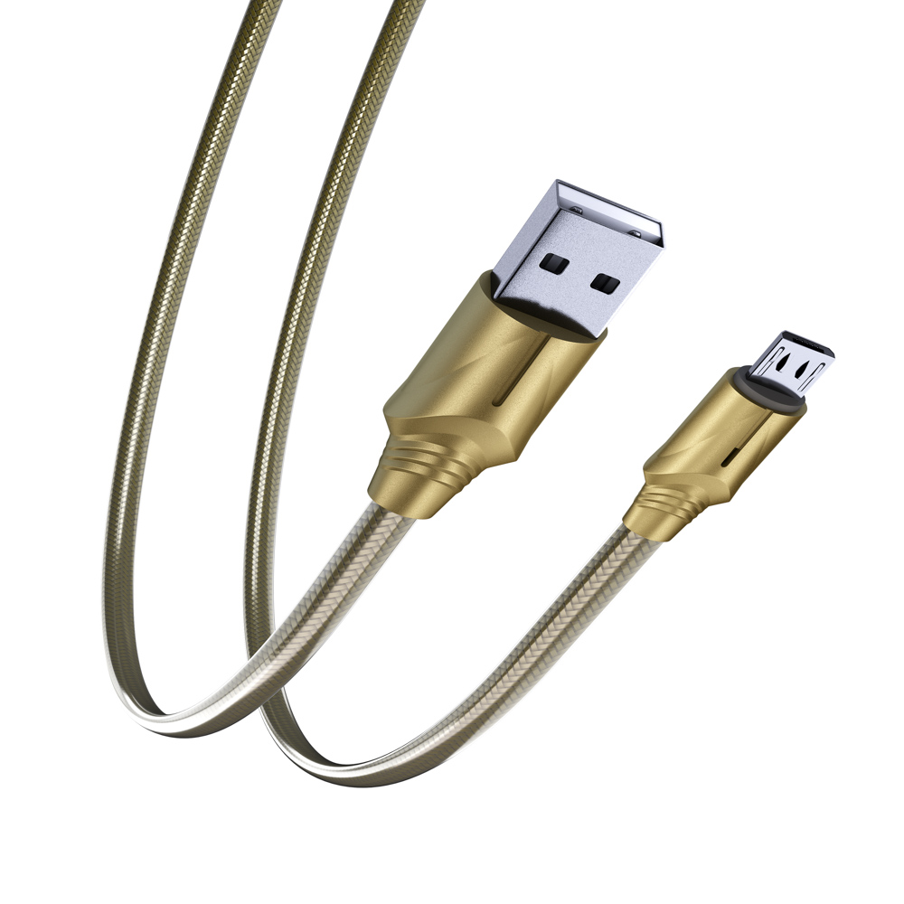 BY Кабель для зарядки Золото Micro USB, 1м, Быстрая зарядка QC3.0, штекер металл, золотистый - #5