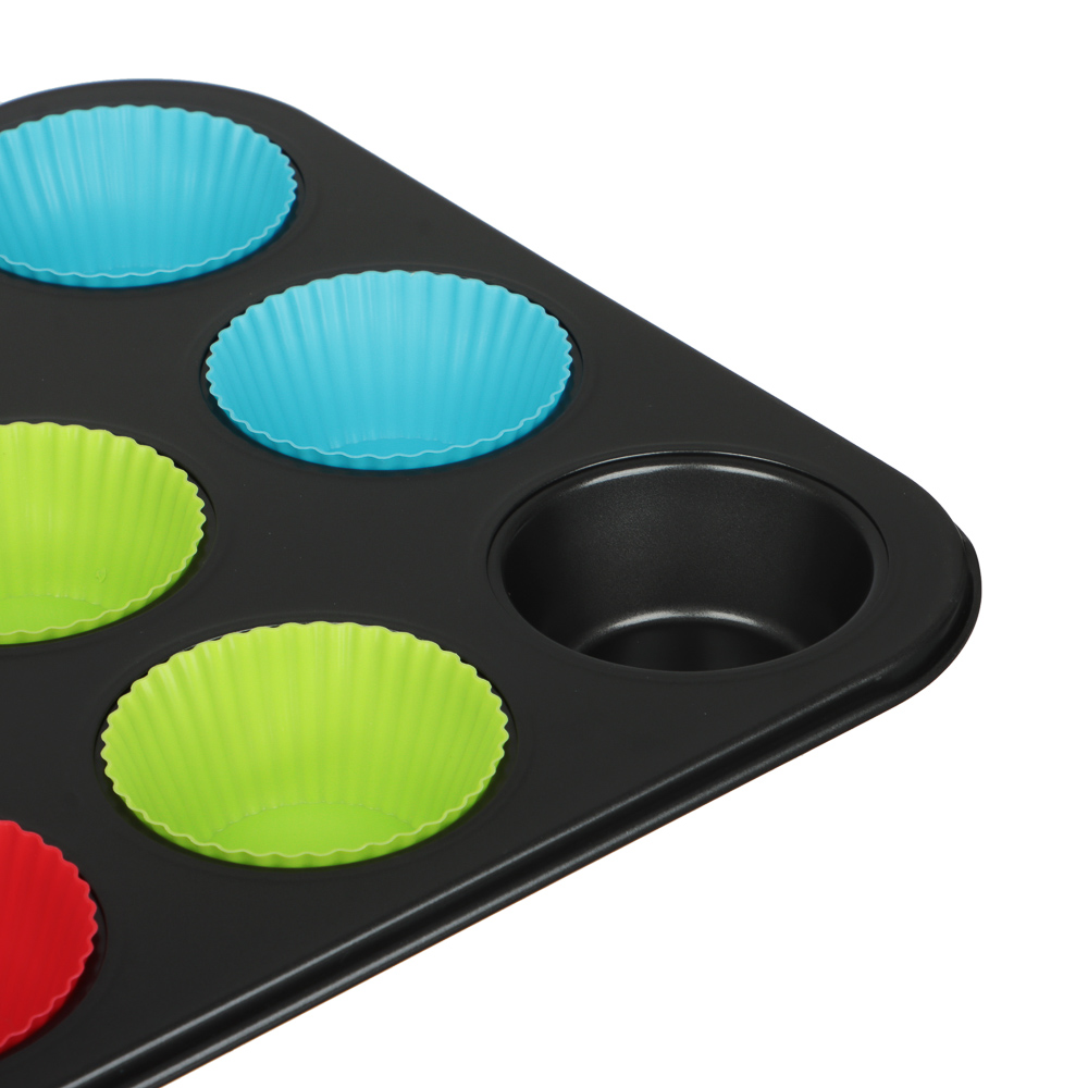 VETTA Форма для выпечки 12 ячеек с силиконовыми формами, 35,2х26,5х2,7см, угл.сталь, антипригарное п - #4