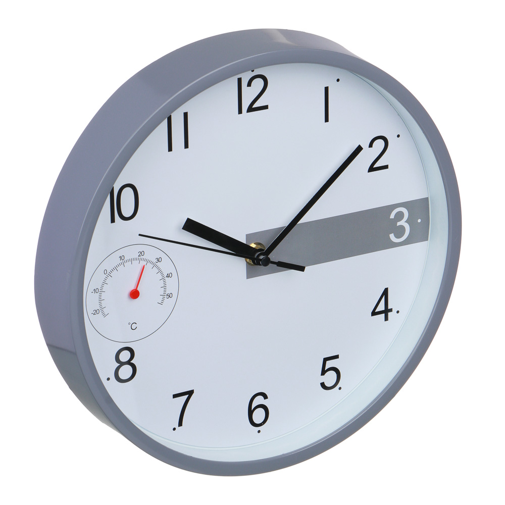 LADECOR CHRONO Часы настенные круглые, пластик, 24,6х24,6х4,2 см, 1xАА, цвет окантовки серый - #2