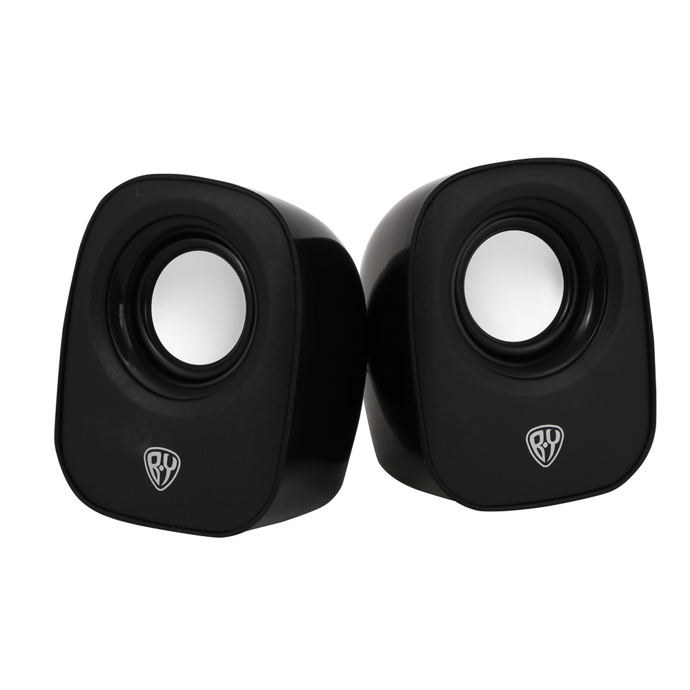 Колонки компьютерные проводные BY, 6W., 3.5 мм. mini-jack, USB, регулятор громкости, пластик, чёрный - #5