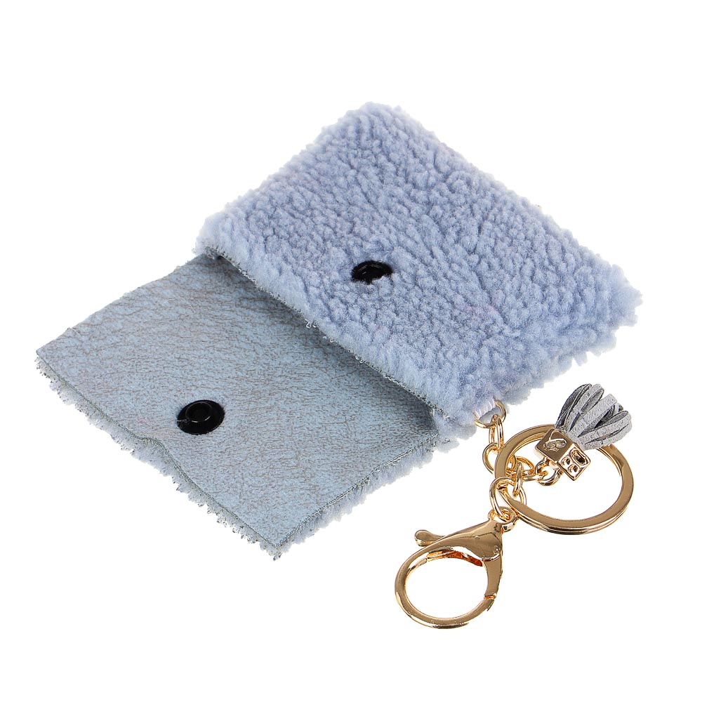 Брелок - кошелек для мелочи, 7x9см, плюш, металлический карабин, 4 цвета - #5