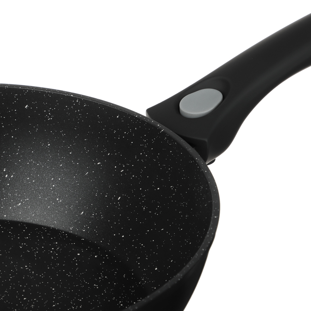 Сковорода глубокая литая тм SATOSHI Оникс с крышкой d28см, антипр.покр. мрамор, съем. ручка, индук. - #5