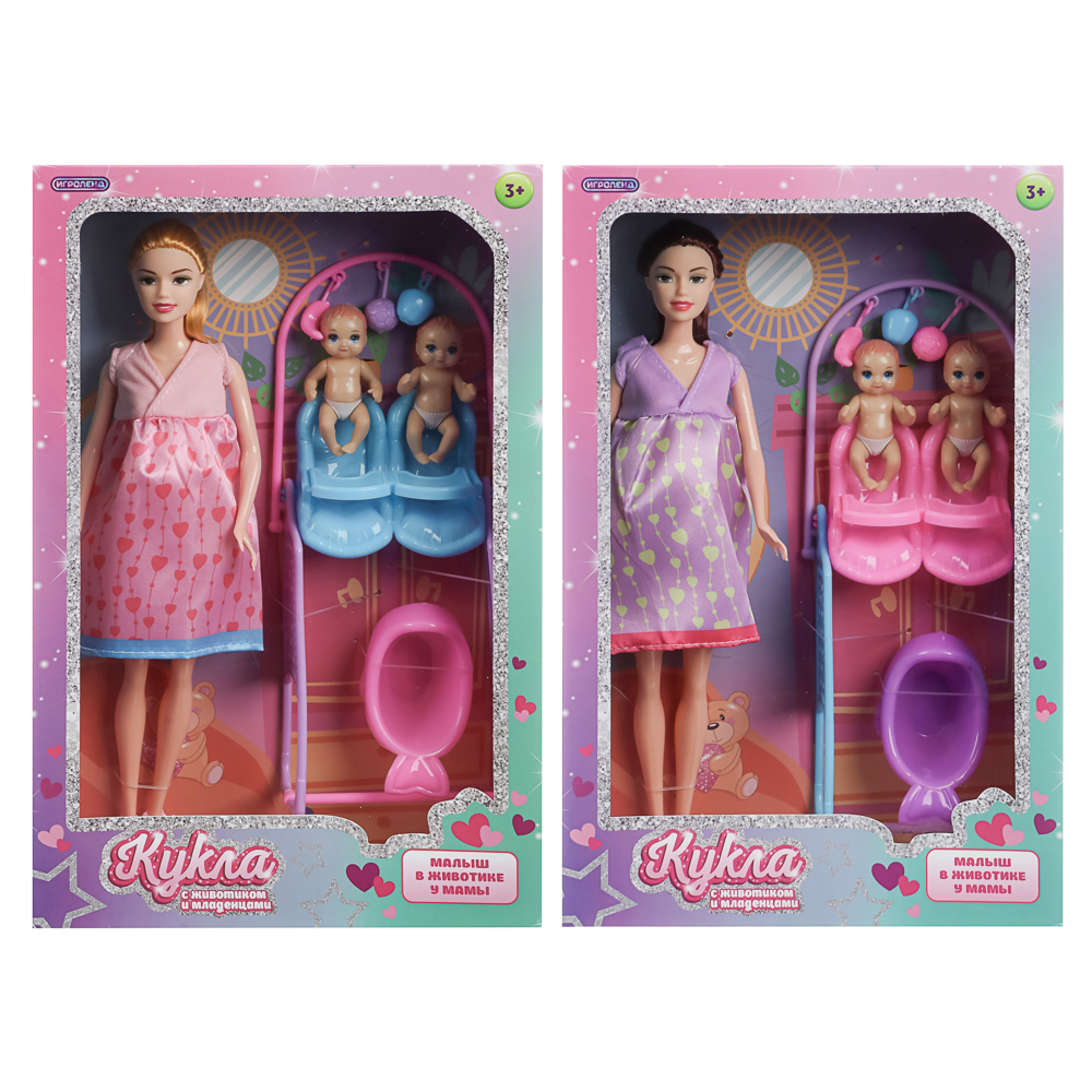 ИГРОЛЕНД Кукла с животиком и младенцами, 28 см, с акс., PVC, ABS, полиэстер, 21х7х33 см - #15