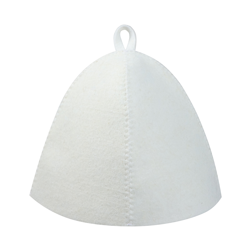 Набор банный ЭКОНОМ 2 предмета без вышивки (шапка, коврик) в пакете, войлок белый/серый - #14