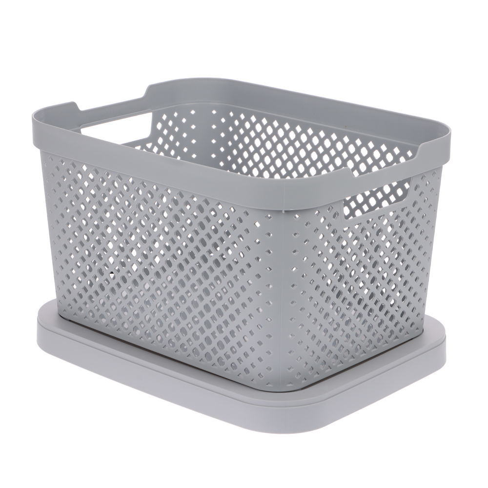 Корзина для хранения с крышкой Plast Team STOCKHOLM, 15 л серый шторм - #5