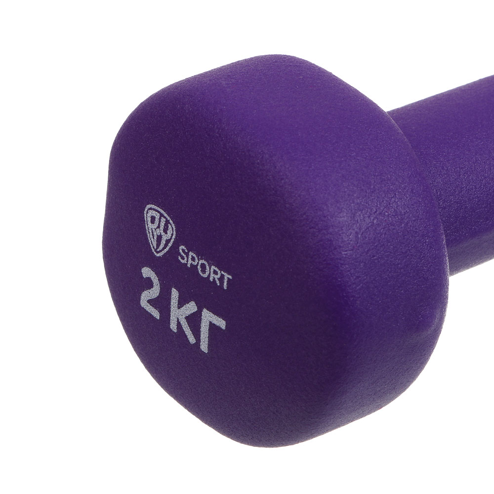 Гантель с неопреновым покрытием 2кг (+-100гр) тм BY SPORT, металл, неопреновое покрытие - #3