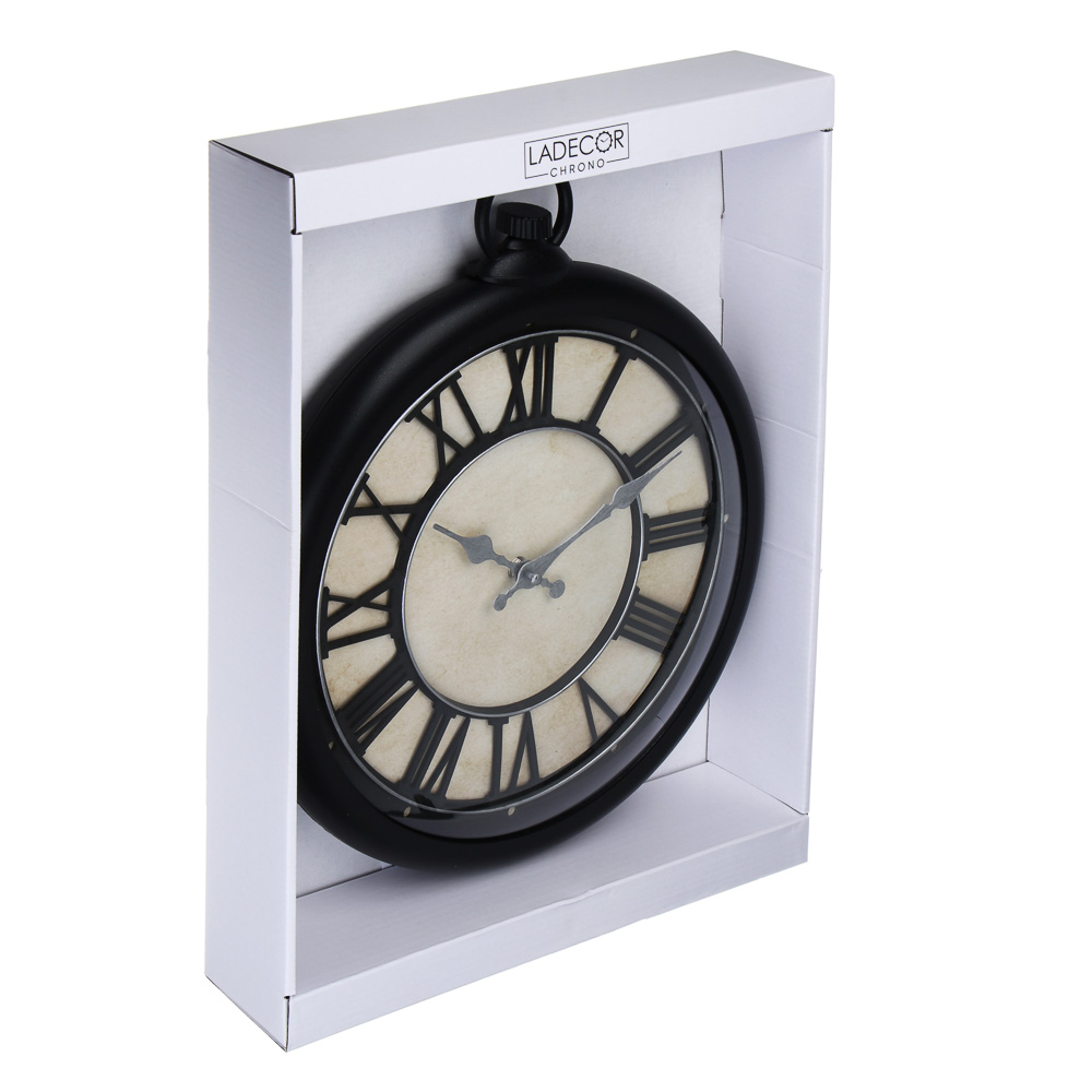 LADECOR CHRONO Часы настенные, круглые, 35,8x42,4x5 см, пластик, цвет черный - #4