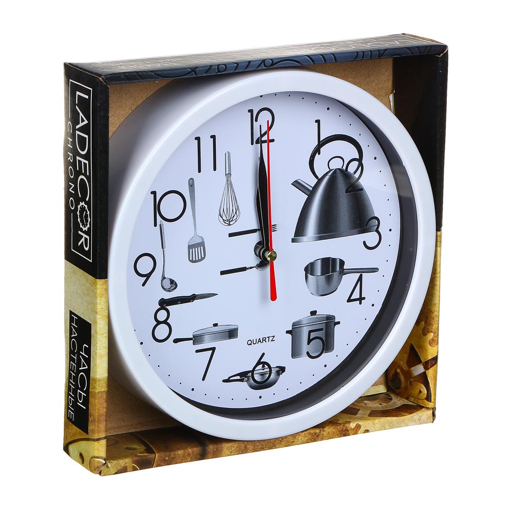 LADECOR CHRONO Часы настенные круглые, 19,5 см, пластик, стекло, Кухня, 1хАА - #4