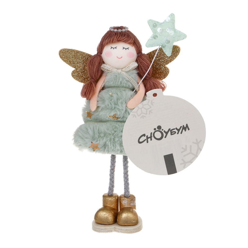 СНОУ БУМ Сувенир Ангел 21 см, полиэстер, зеленый, 3 вида - #7