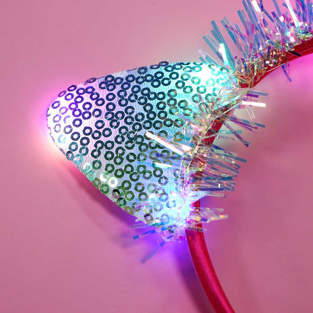 СНОУ БУМ Ободок светящийся с ушками, LED, диаметр 11,5см, пластик, полиэстер, 3хAG13, 3 реж., 4 диз. - #9