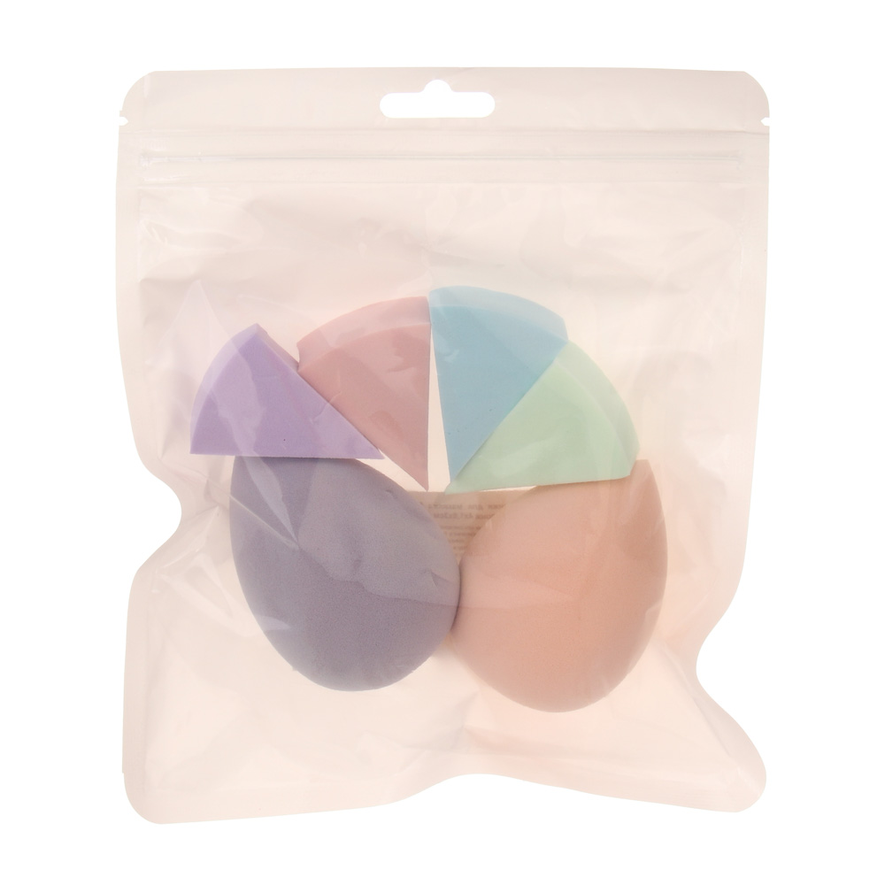 Набор спонжи для макияжа 6 шт тм ЮНИLOOK (блендер 6х4см 2 шт, спонж 4х1,8х3см 4 шт), 3 цвета - #7