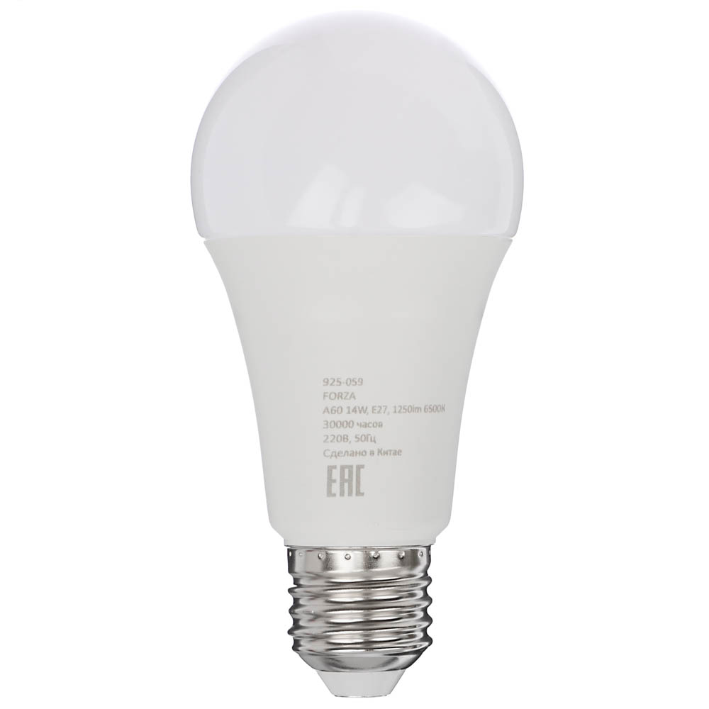 Лампа светодиодная FORZA A60, 14W, E27, 1250lm, 6500К - #1