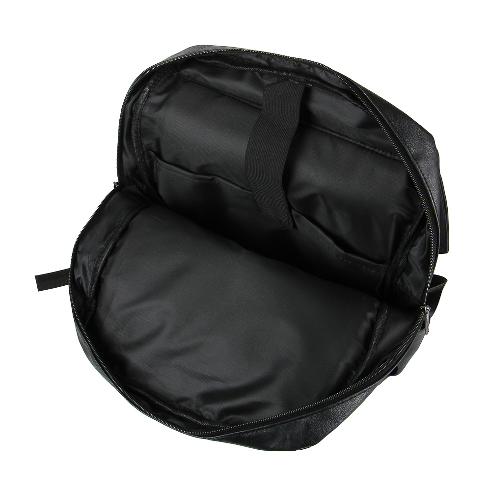 Рюкзак универсальный 40x30x10см, 1 отд., 3карм., клапан на 2 магн.застежках, пряжки, иск.кожа, черн. - #5