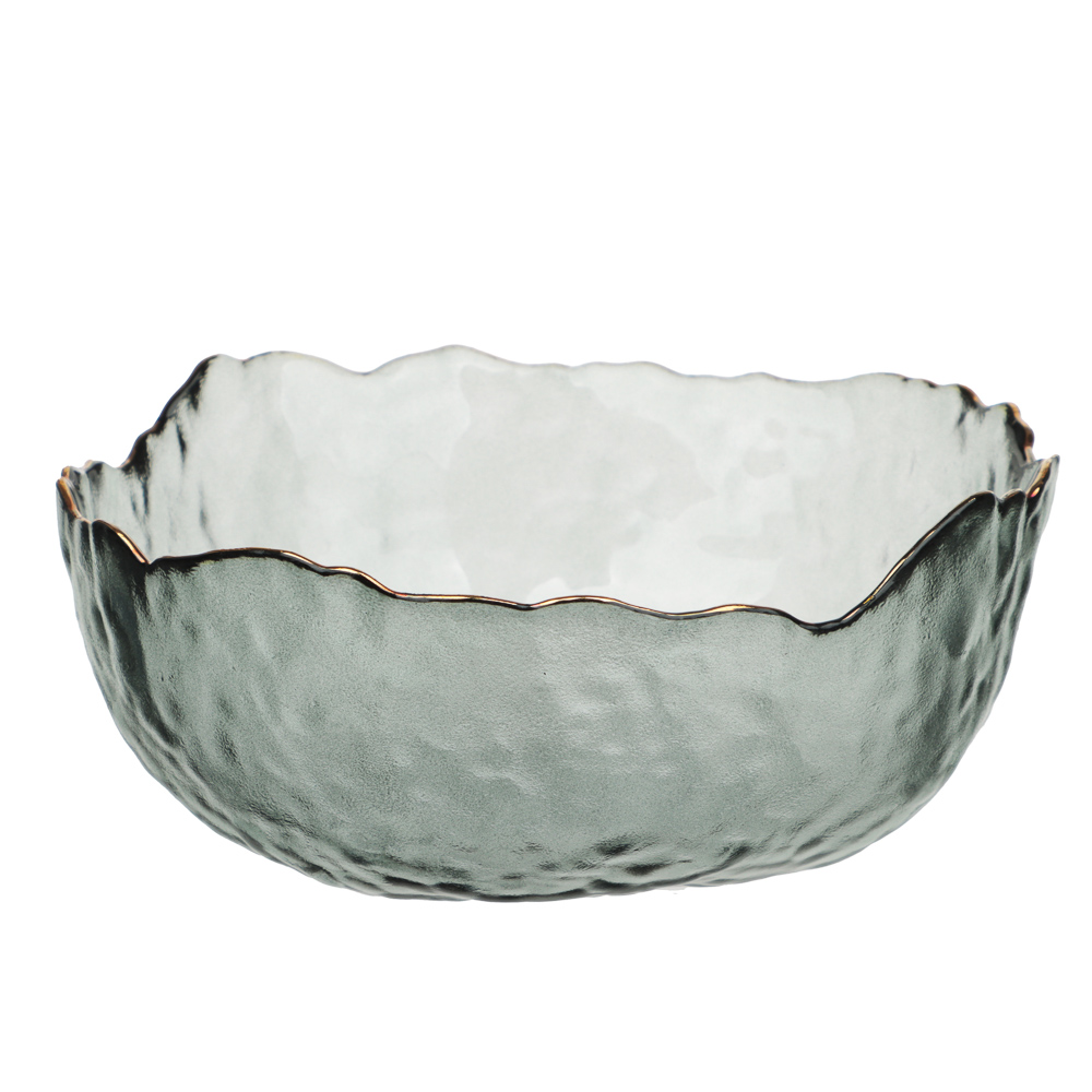 MILLIMI Салатник 13.5x13.5x6см, стекло, серый с золотой каймой - #1