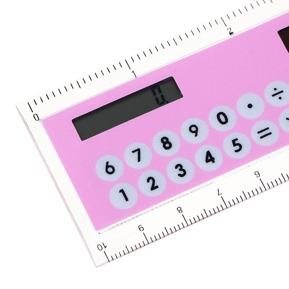 Калькулятор-линейка 8-разрядный с лупой и транспортиром, 4 цвета - #3