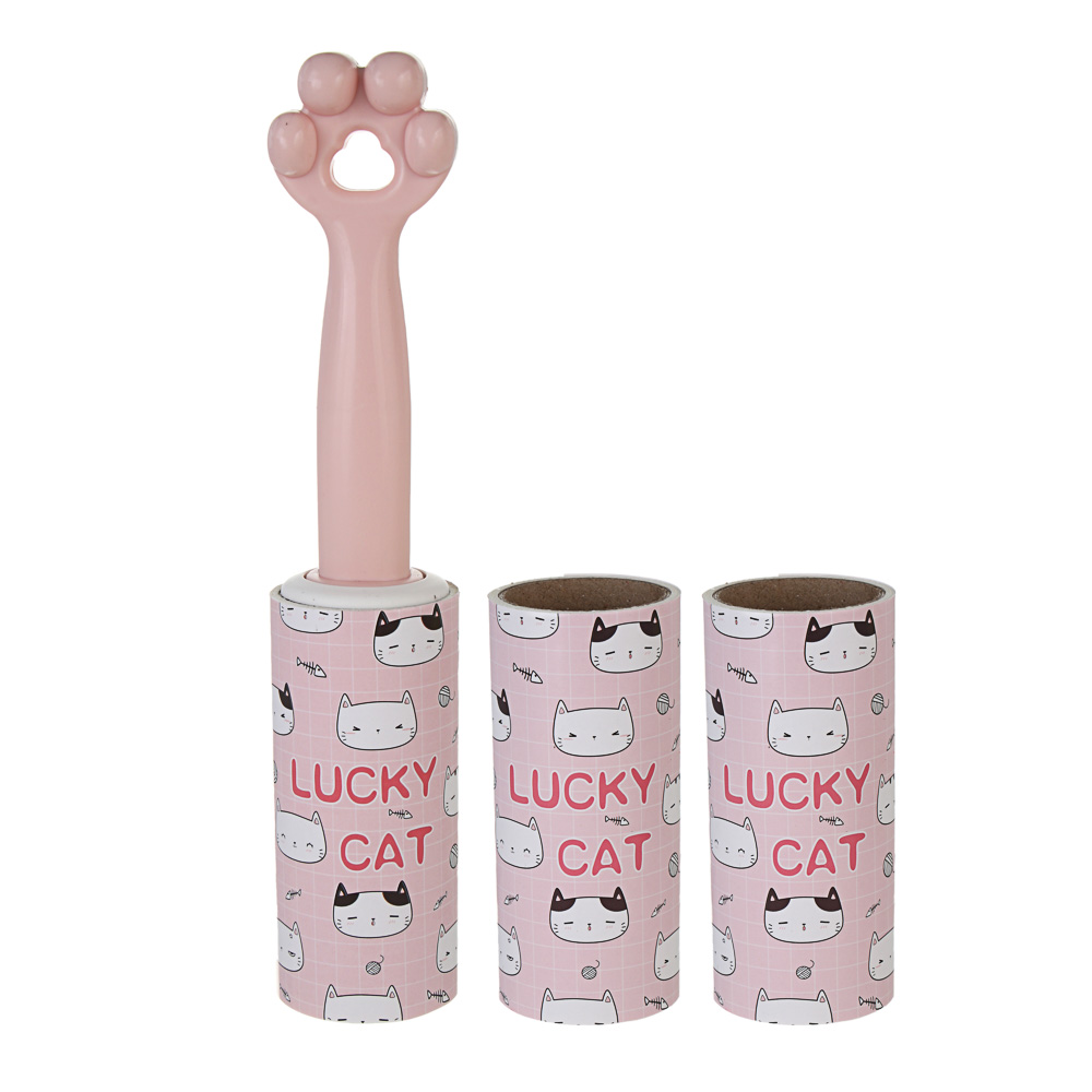 Ролик для чистки одежды с кошачьей лапкой + 2 сменных блока, 40 листов, пластик - #3