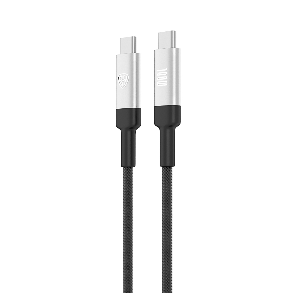 BY Кабель для зарядки Power Type-C-Type-C, 2м, Быстрая зарядка 5А, PD 100W, тканевый, черный - #3
