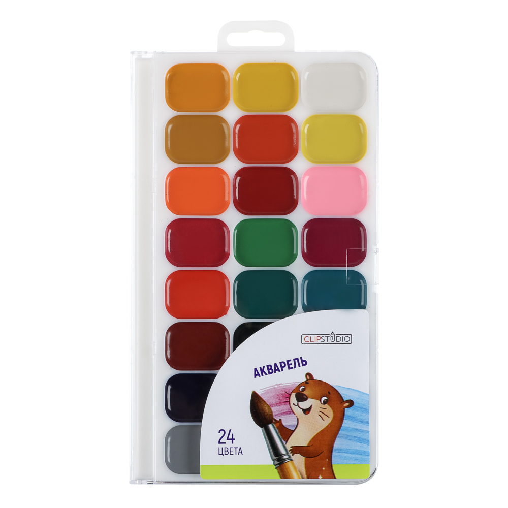Акварель 24 цвета ClipStudio, без кисти, в пластиковой упаковке с европодвесом - #1