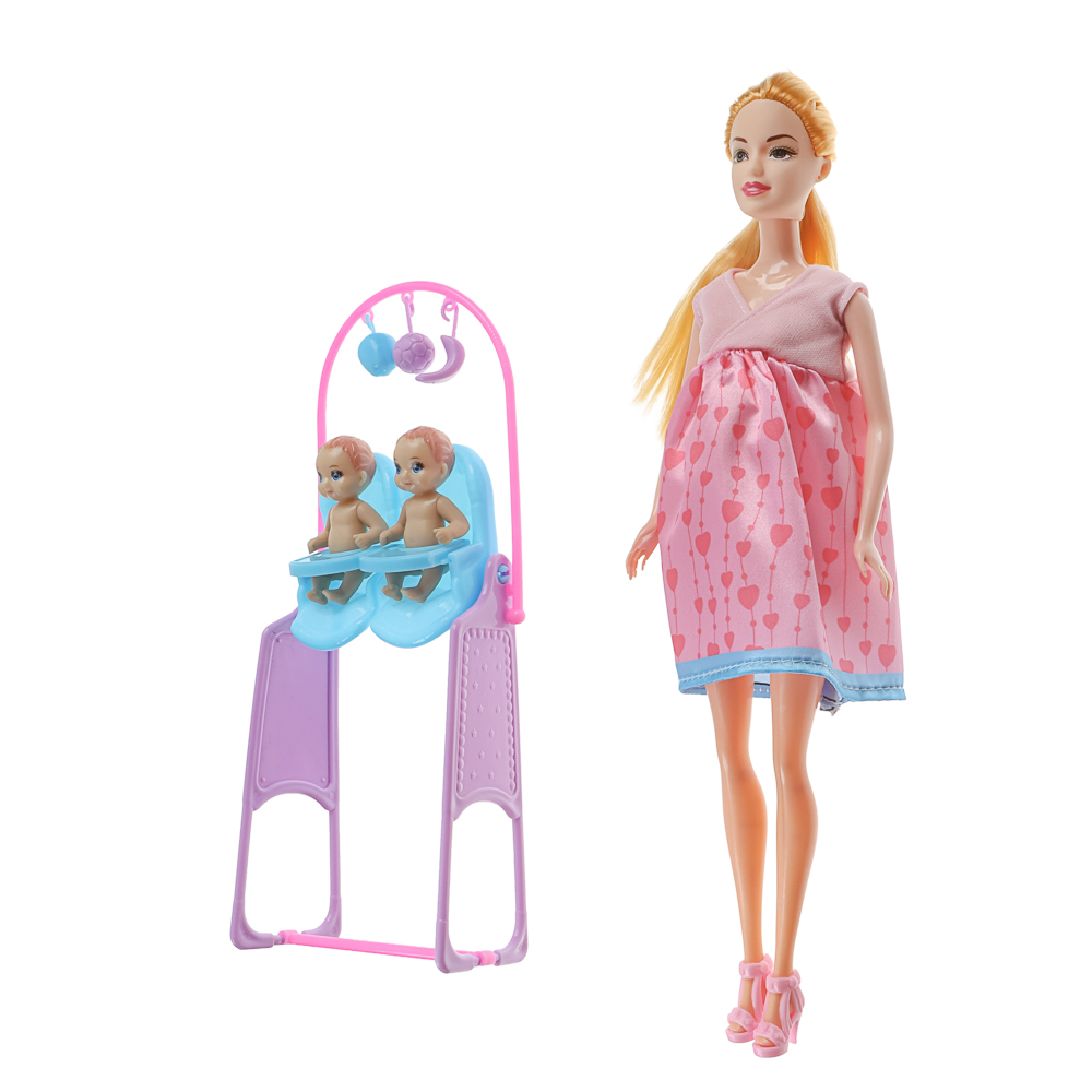 ИГРОЛЕНД Кукла с животиком и младенцами, 28 см, с акс., PVC, ABS, полиэстер, 21х7х33 см - #3
