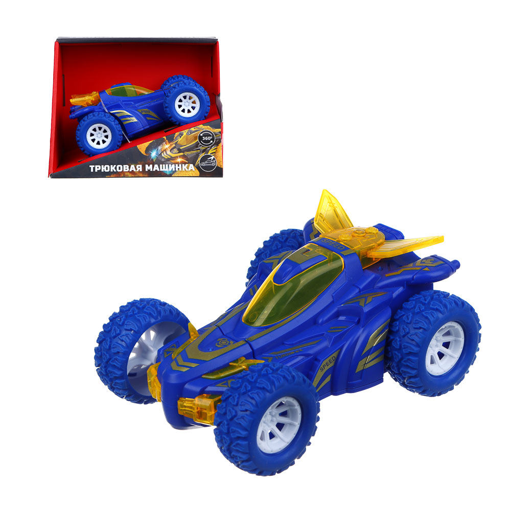 ИГРОЛЕНД Машинка трюковая, свет, разворот, 3хLR41, АBS, РР, 12x9,5x5,5см, 4 дизайна - #1