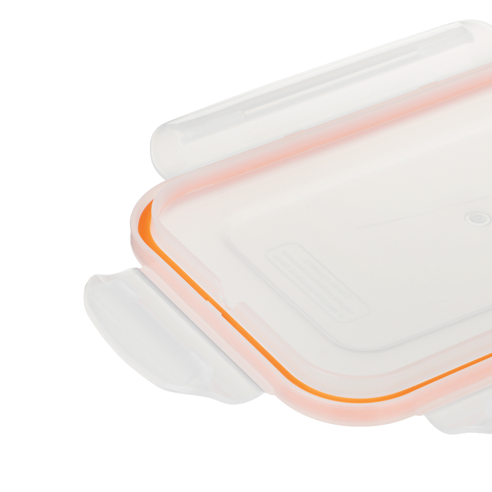 Контейнер пищевой герметичный с защелками 1,4л, прямоугольный конусный, пластик - #3