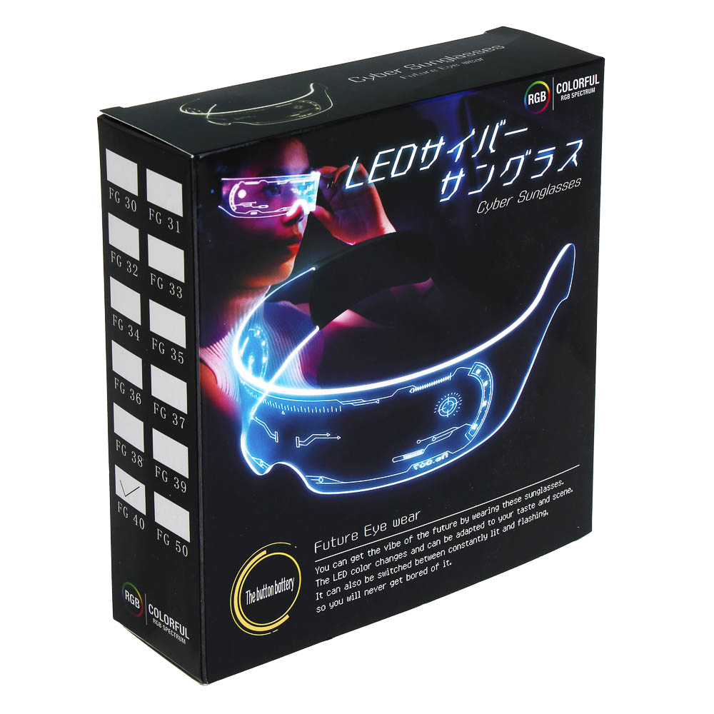 СНОУ БУМ Очки светящиеся неоновые LED, ширина 14см, 1 контроллер, 1хCR2032, акрил, 17 режимов - #13