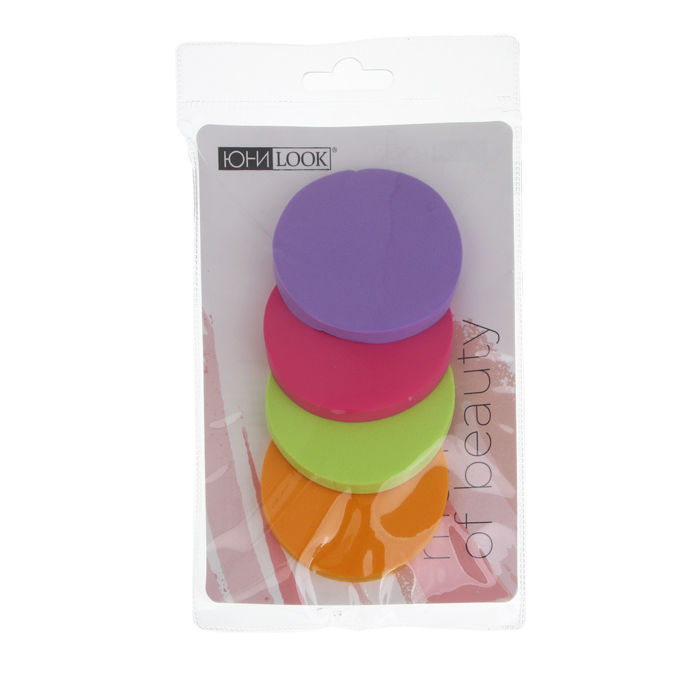 Набор спонжей для макияжа 4 шт тм ЮНИLOOK , латекс, d5,5см, 4 цвета - #6