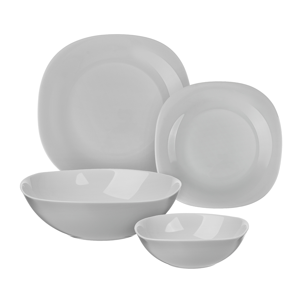 MILLIMI Грей Набор столовой посуды 19 пр., опаловое стекло, квадратный - #1