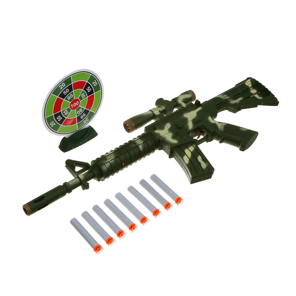 ИГРОЛЕНД Автомат, стреляет мягкими пулями, PP, EVA, картон, 20х52см, 2 дизайна - #4