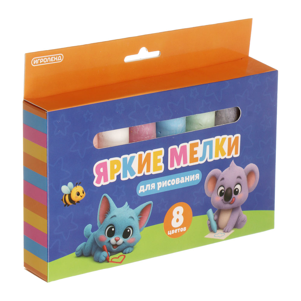 ИГРОЛЕНД Мелки для рисования на асфальте, цветные 8 шт, мел, 13,5х19,5х2,5см - #1