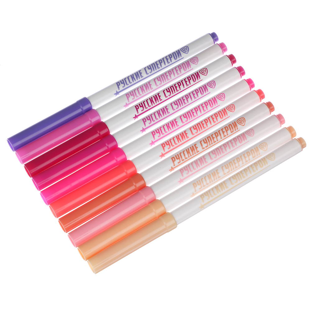 BY Русские Супергерои Фломастеры, 50цветов, большие, смываемые, пласт.бокс - подставка - #7