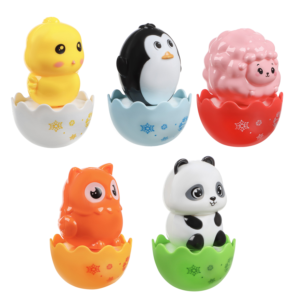 ИГРОЛЕНД Развивающая игрушка Неваляшка "Животные", ABS, 8х6х11см - #1