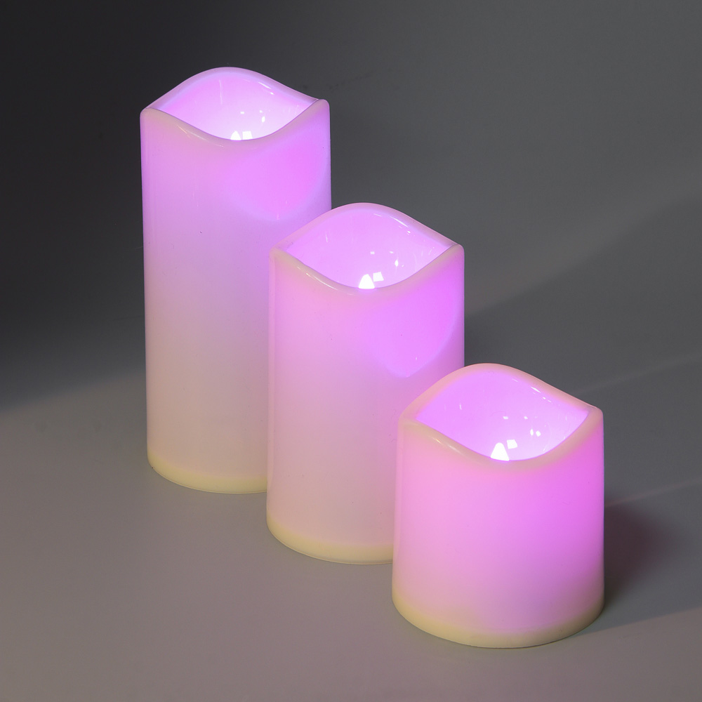 СНОУ БУМ Набор 3шт, светильник декор.LED в виде свечи,7,5х7,5/11,5/15см,PP,3хAАА,13 режимов,пульт ДУ - #12