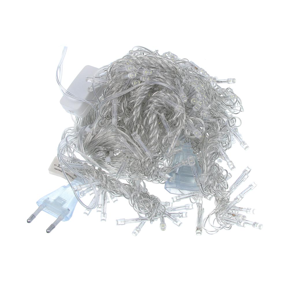 СНОУ БУМ Гирлянда эл. занавес 2x1,5м, 272LED*белый, мерцание., ПВХ прозрач., коннектор, 220В - #2