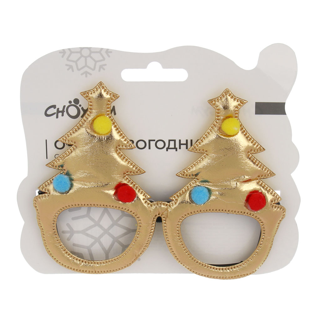 СНОУ БУМ Очки новогодние с елочками, 14см, пластик, полиэстер - #6
